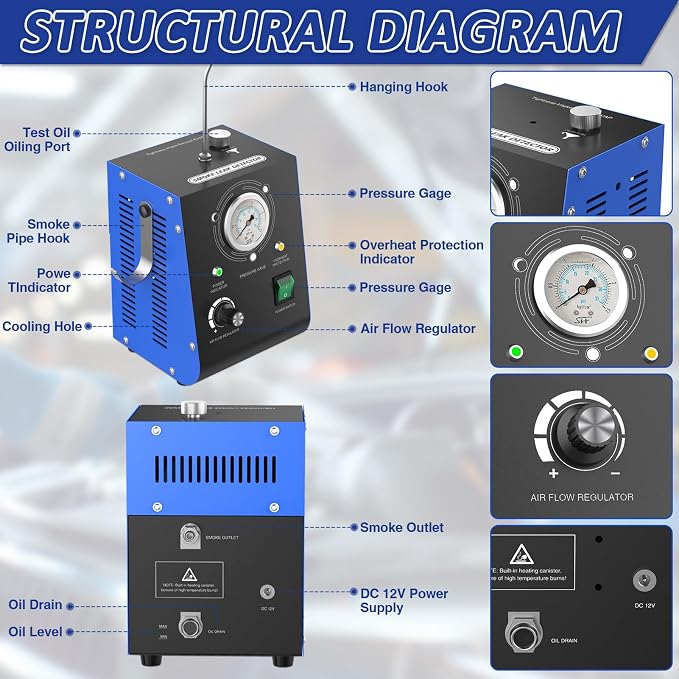 Automotive Smoke Machine Leak Detector, 19PSI Upgraded Dual Mode - Image 9