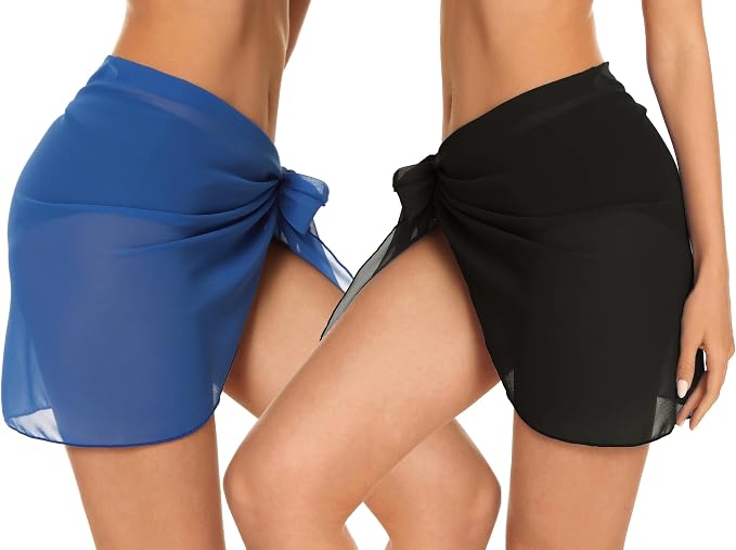 CHICGAL 2 Pieces Women Beach Sarong Bathing Suit Wrap Skirt Sheer Bikini - Image 3