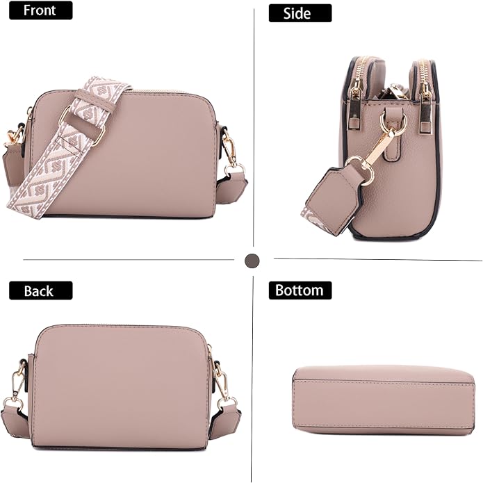 EVVE Crossbody Bags for Women Trendy Triple Zip Small Crossbody Camera Bag Purse - Image 6