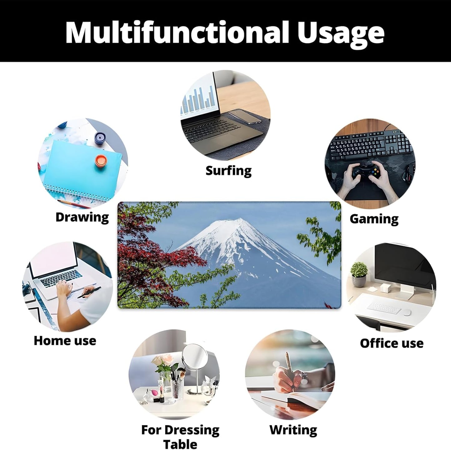 Colorful Pug Dog Gaming Mouse Pad Gifts 31.5" x 11.8", Non-Slip Rubber Base MousePads for Computers Laptop School Office Home Accessories Decor, Mouse Pad, Keyboard Desk Mat
