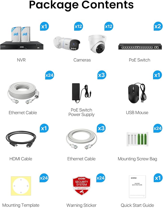 ZOSI 32CH 4K PoE Security Camera System, 24 x 8MP Full Color Night Vision - Image 9