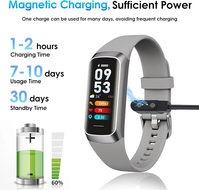 Fitness Tracker, 24/7 Heart Rate Blood Oxygen Blood Pressure Body Temp Monitor - Image 8
