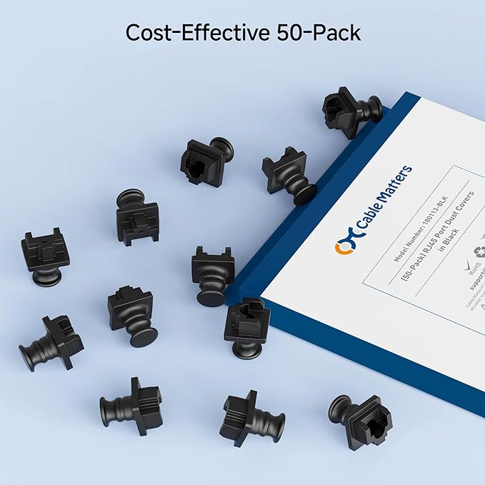Cable Matters 50-Pack RJ45 Dust Cover, Ethernet Port Cover, Cat 6 RJ45 - Image 6