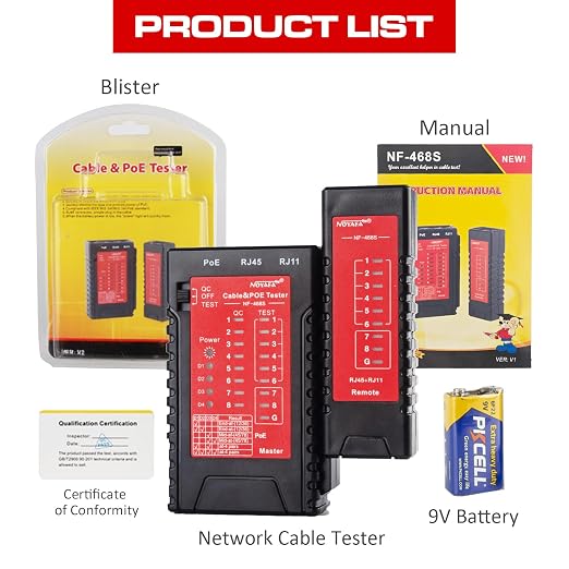 NF468S Network Cable Tester, RJ11 RJ12 RJ45 Ethernet Tester - Image 9