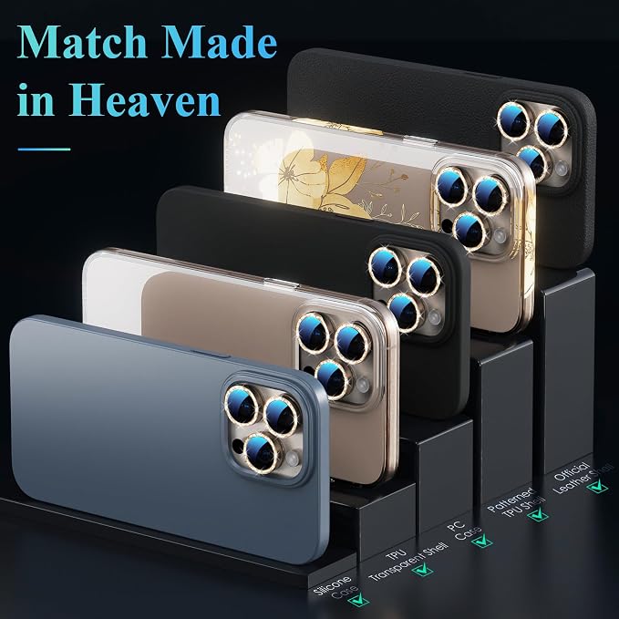 YWXTW Designed for iPhone 16 Pro/iPhone 16 Pro Max Camera Lens Protector Bling - Image 6