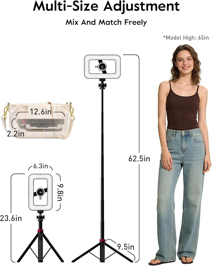 Tripod for iPhone with Light, Portable 15W Ring Light with Stand and Phone - Image 9