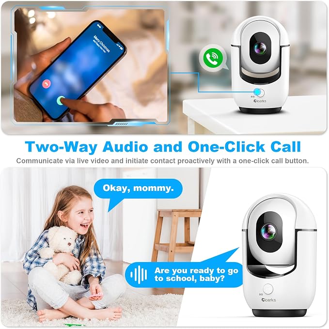 Cloarks 2K Indoor Camera, 5/2.4 GHz WiFi Pan/Tilt Security Camera - Image 7