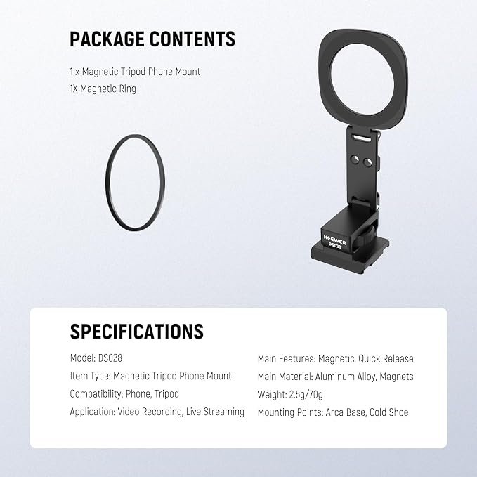 NEEWER Magnetic Phone Tripod Mount Compatible - Image 8