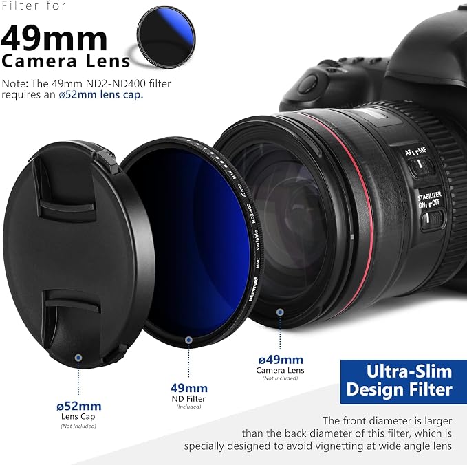 NEEWER 49mm Variable ND Filter ND2-ND400, Neutral Density Filter, Water and - Image 9