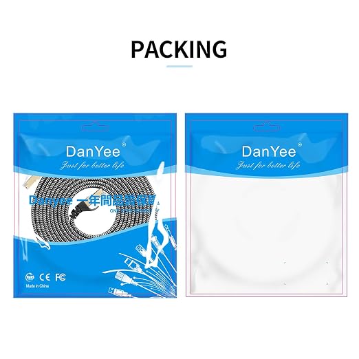 DanYee Cat 8 Ethernet Cable, 15FT Nylon Braided Flat Network Cable High Speed - Image 7