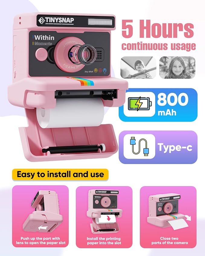Instant Print Camera for Kids, 2.4 Inch Screen Kids Instant Cameras, Christmas - Image 6