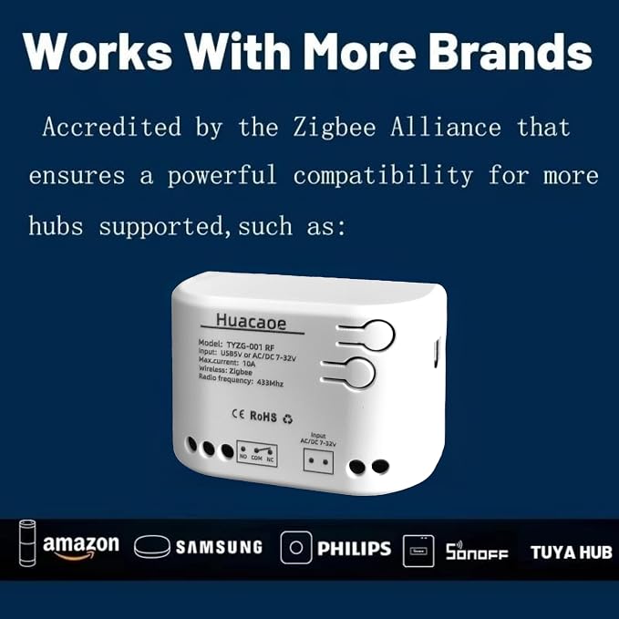 Smart Relay Module, Zigbee WiFi Wireless Garage Door Opener, 1CH DC 7-32V/USB - Image 9