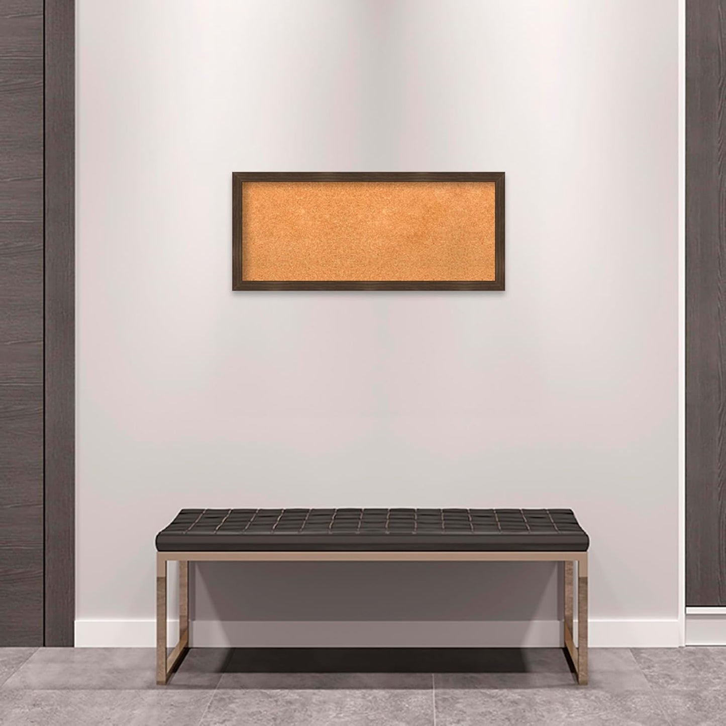 Amanti Art Natural Cork Board for Wall, 14x32 Vision Board with Brown Wood Frame, Medium Corkboard Office Decor for Home Organization, Casual Corkboard Pinboard to display items for home organization