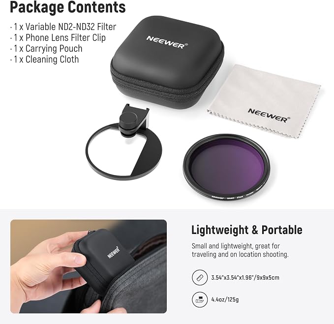 NEEWER 67mm Clip On Variable ND Filter Kit - Image 9