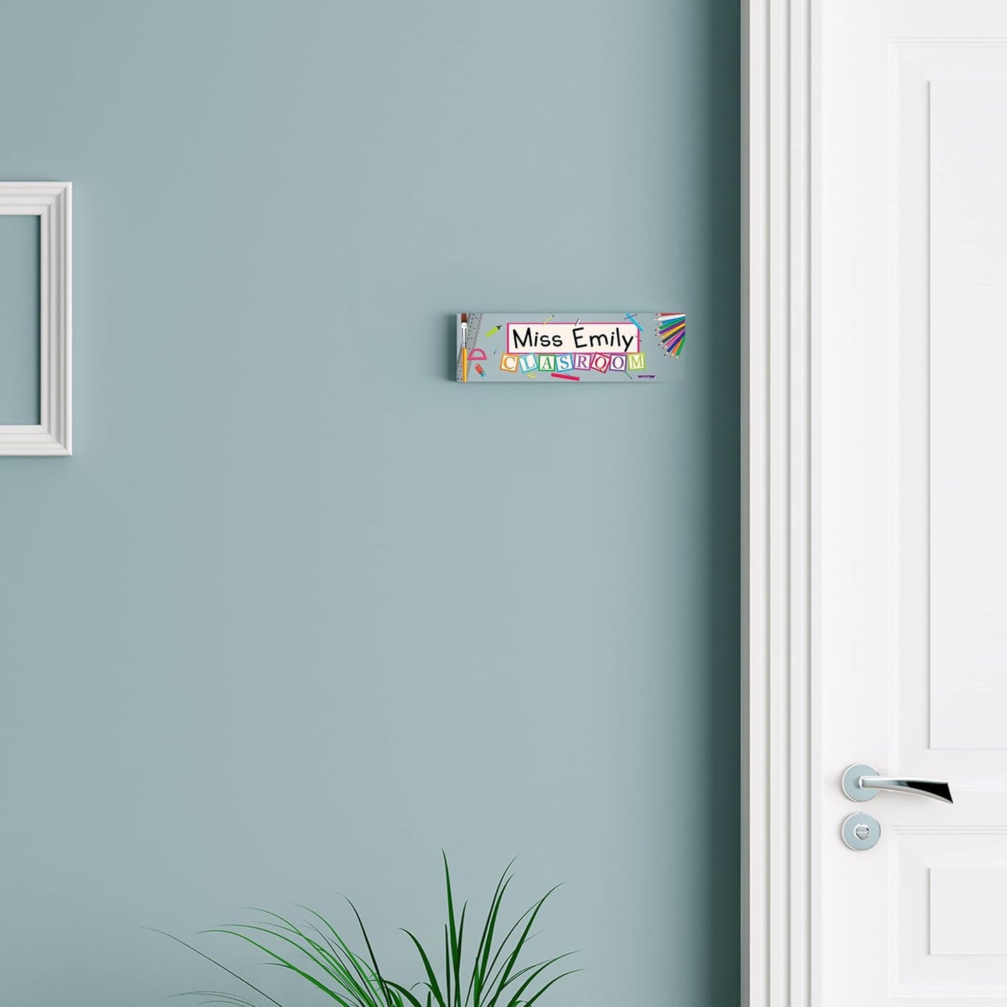 Artblox Acrylic Name Plate, 8'' x 2.5'', Personalized Teacher Desk Sign, Modern Signage