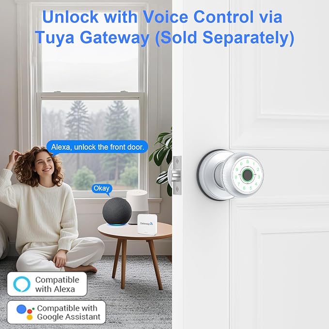 BIWIBON 5-in-1 Smart Door Knob, Fingerprint Door Knob - Image 7