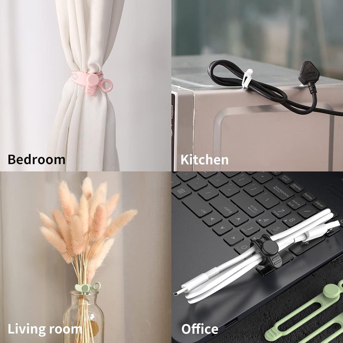 35pcs Silicone Cable Ties,Reusable Cable Management Organizer, Wire Ties,Travel Cord Ties,Cord Organizer for Bundling Cable Cords in Home,Office,Kitchen,School(5 Colors)