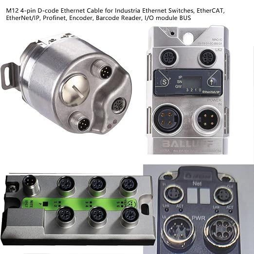 M12 Network Profinet Ethernet Encoder Reader Sensor Cable, 4 Pin D Code to 4 - Image 4