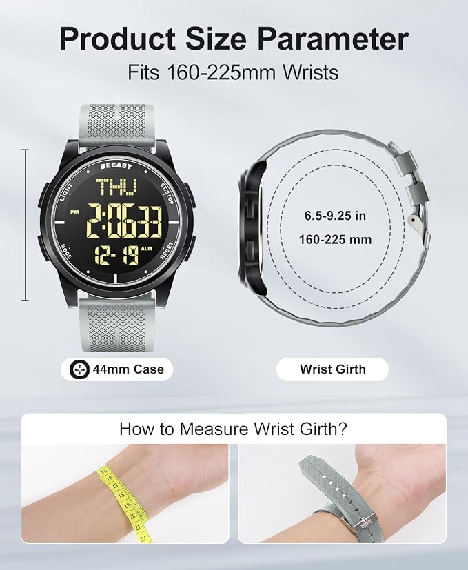 Beeasy Digital Watch for Men Women, 50M Waterproof, Ultra-Thin & Lightweight - Image 6