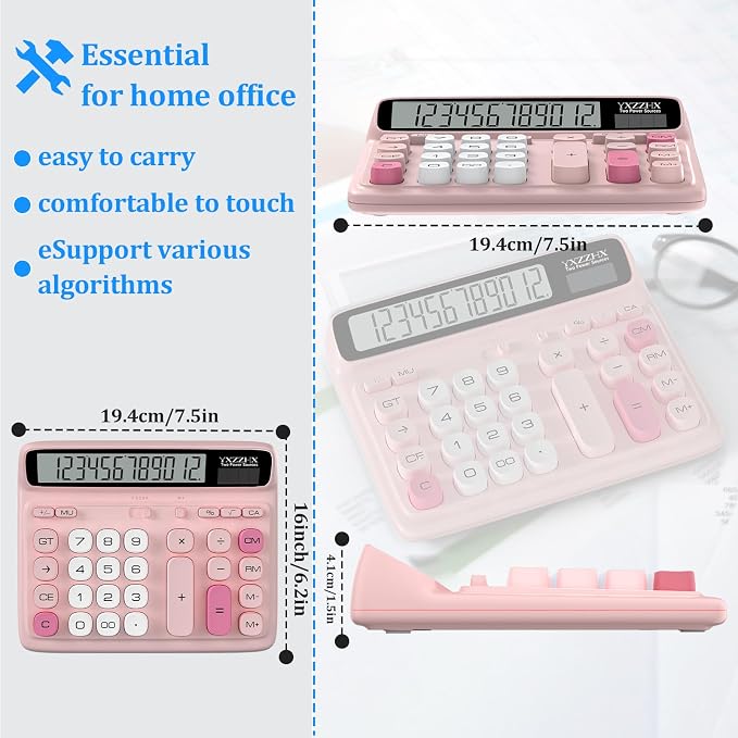 Desktop Calculator with Extra Large 5-Inch LCD Display, 12-Digit Two Way Power - Image 7