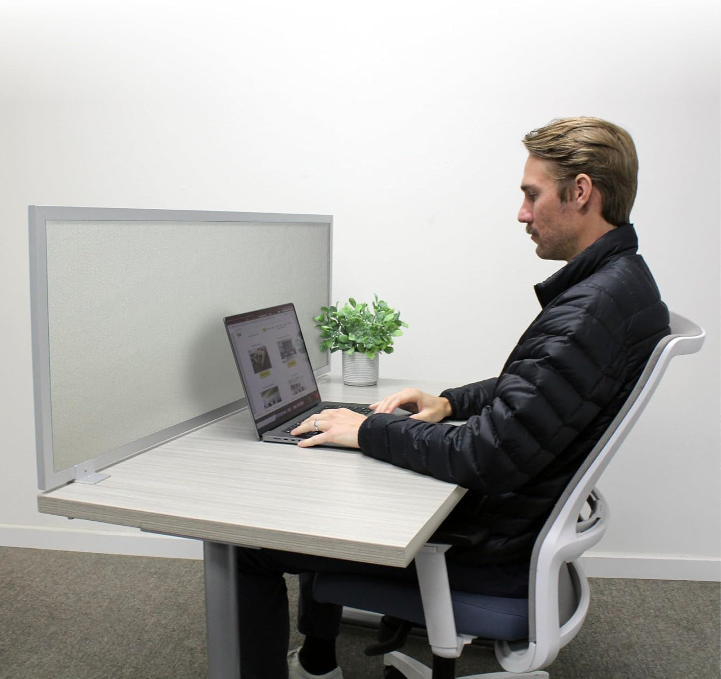 OBEX Acoustic Mounted Screen Privacy Panel Table Top Separator, Sound Blocking Desk Divider (Overcast, 18" X 72")