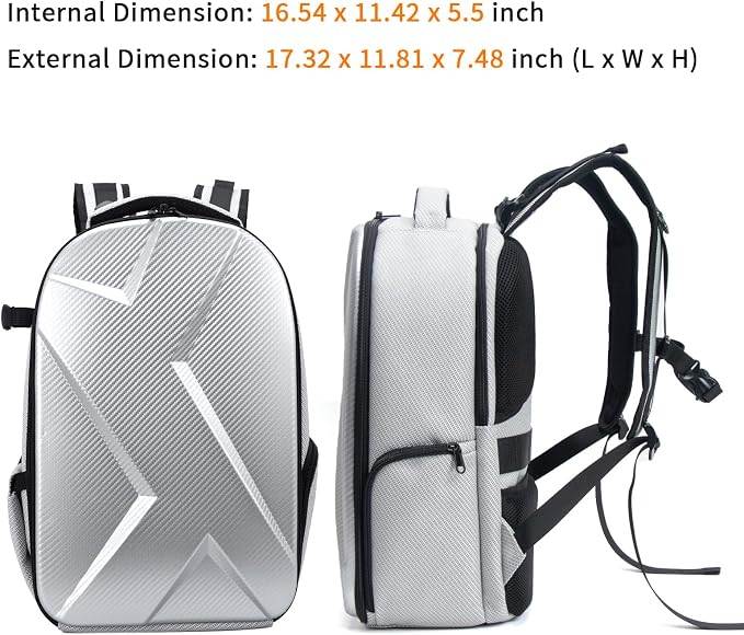 Camera Backpack Hard Shell Imitation Carbon Fiber DSLR, Waterproof Shockproof - Image 9