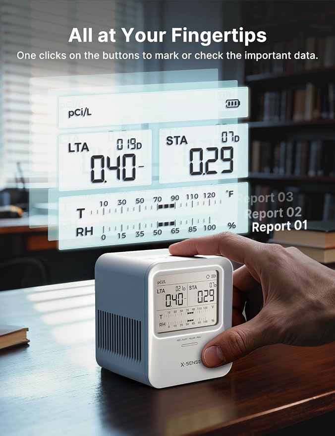 X-Sense Radon Detector, Audible & Visual Alerts, One-Touch Reset, Stores Up to - Image 7