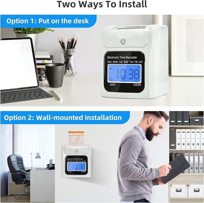 TooCust Employee Time Clocks for Small Business, Auto-Align Time Clock Punch - Image 6