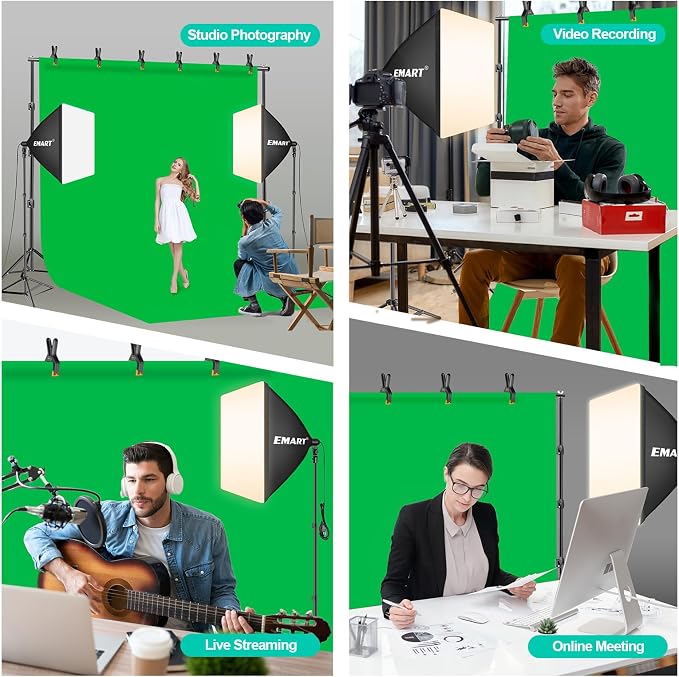 EMART Photography Lighting Kit, 10 x 10 FT Backdrop Stand Heavy Duty - Image 7