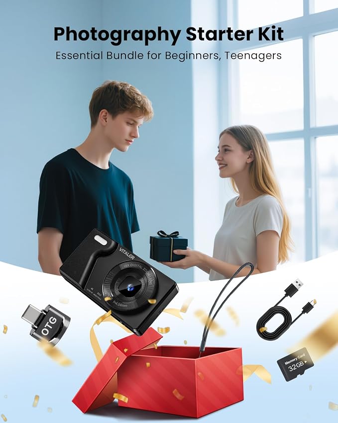 Digital Camera with Front Rear Lens, Autofocus 64MP 4K Camera - Image 9