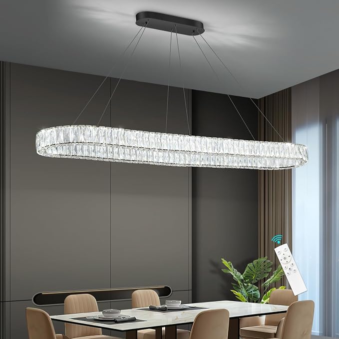 HAIXIANG Crystal 59 Inch Long Chandelier Modern Dimmable LED Chandeliers - Image 8