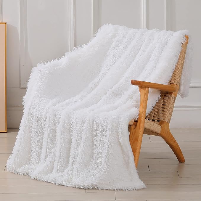 Tuddrom Decorative Extra Soft Faux Fur Throw Blanket 50" x 60", Solid - Image 2