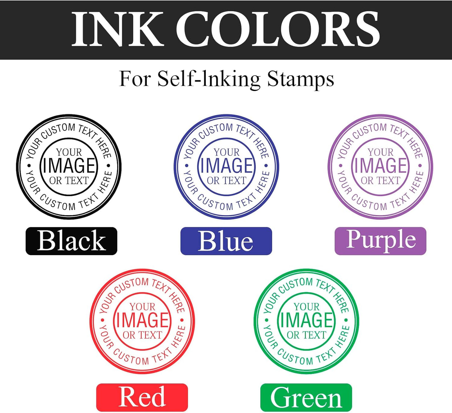 Custom Stamps for Business | Custom Logo Stamp | Personalized Self Inking Stamp Customized Business Logo Text Rubber Stamper, 4 Sizes/5 Color Options (1.6-inch)