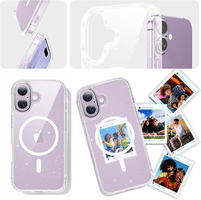 toushion 3 in 1 for iPhone 17 Case Clear Glitter, Fits MagSafe, Not Yellowing - Image 7