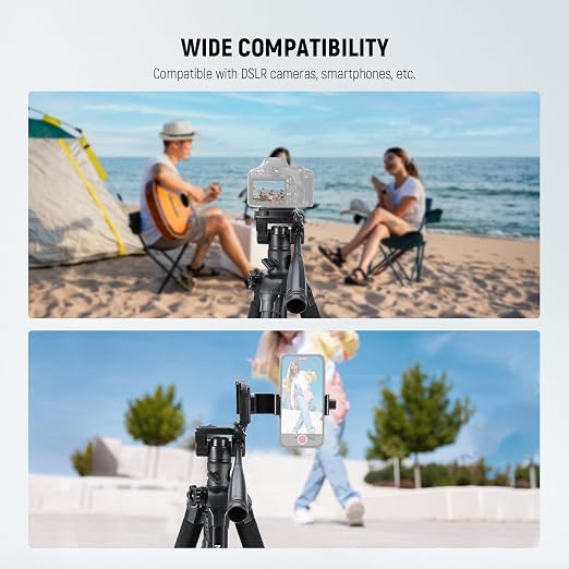 NEEWER Basics TP05 74" Video Tripod Monopod, 3 Way Pan Tilt Head Phone Holder - Image 8