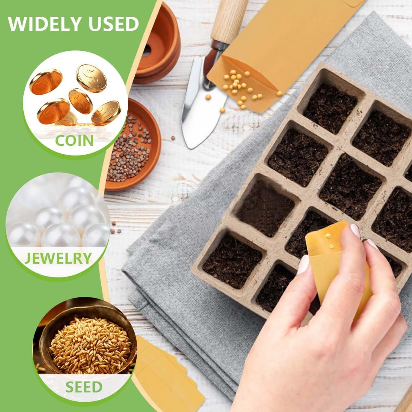SenseYo 100 Pack Small Coin Seed Mini Tip Envelopes for Coin, Cash, Key, Seed with Gummed Flap, 2.25" x 3.5"