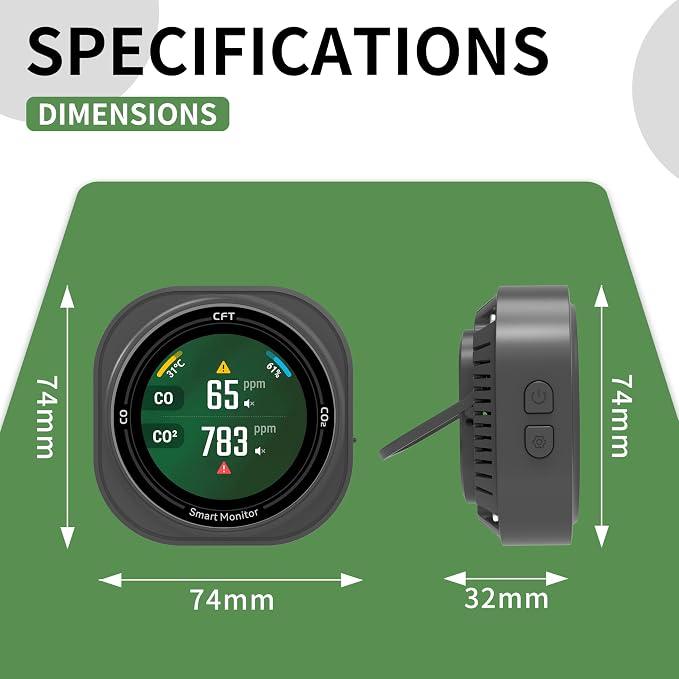 FABISENSE Portable Air Quality Monitor, CO & CO2 Detector - Image 9