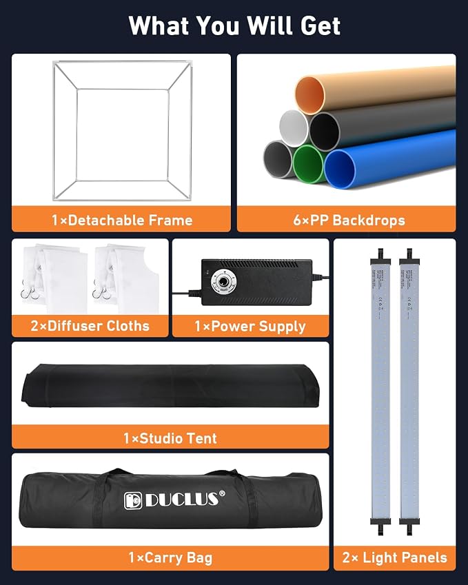 DUCLUS Photo Light Box 24x24 inch, Portable Shooting Tent Kit, Professional - Image 7