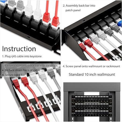 iwillink 10Gbps Patch Panel 12 Port, 10-Inch Through Coupler RJ45 Cat6 Patch - Image 6