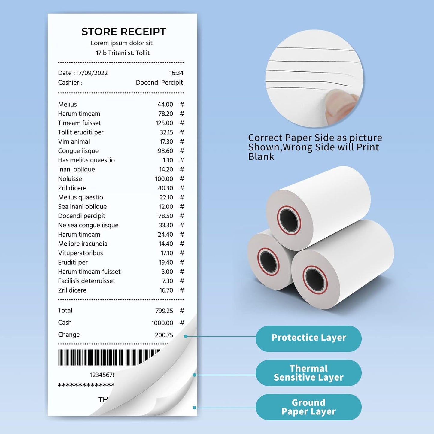 MFLABEL 50 Rolls 2 1/4" x 165' Thermal Paper Cash Register POS Receipt Paper