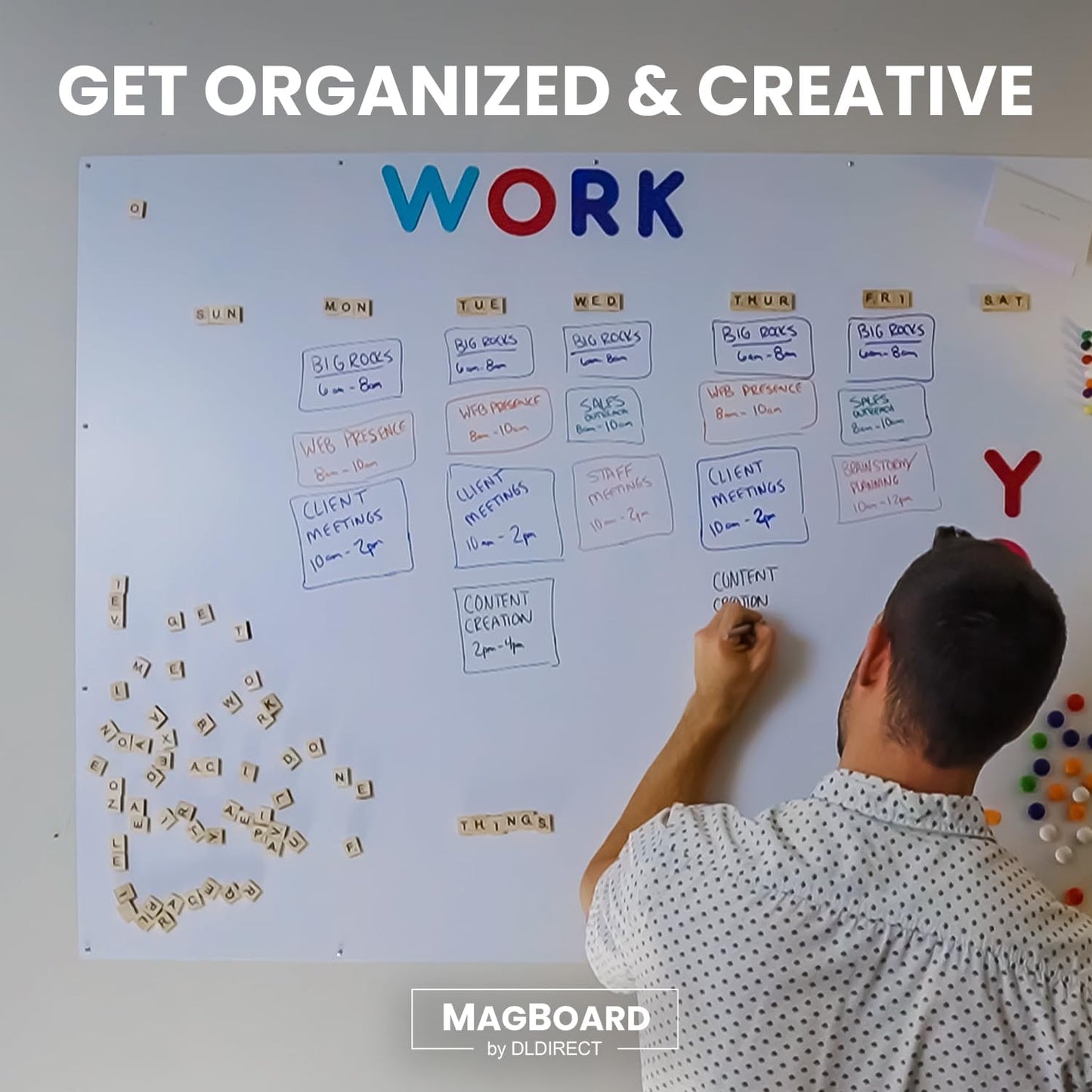 Diamond Life Magnetic Board - Memo & Vision Board for Home, School & Office - Magnet Board for Kids - Pre-drilled Mounting Screws Included (Stainless Steel 24"x36")