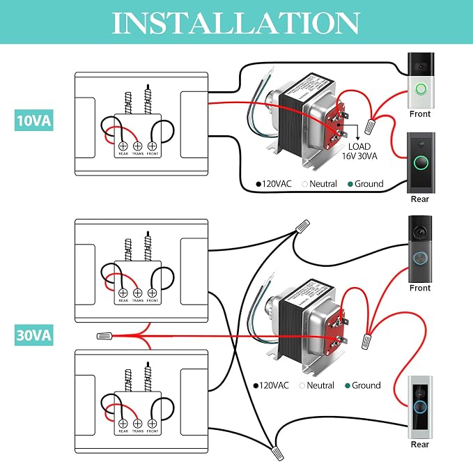 Landhoow Doorbell Transformer 16V 30VA, Hardwired Door Chime Transformer - Image 6