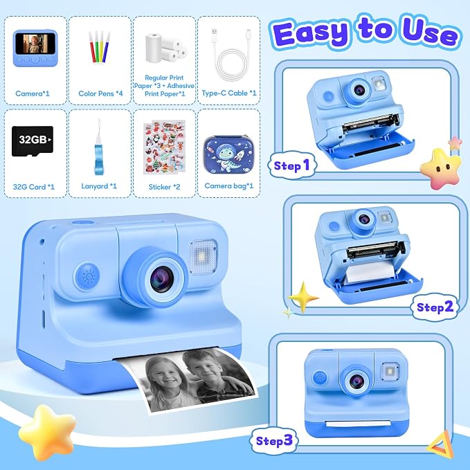 Kids Instant Print Camera, 30MP 1080P HD Digital Camera - Image 8