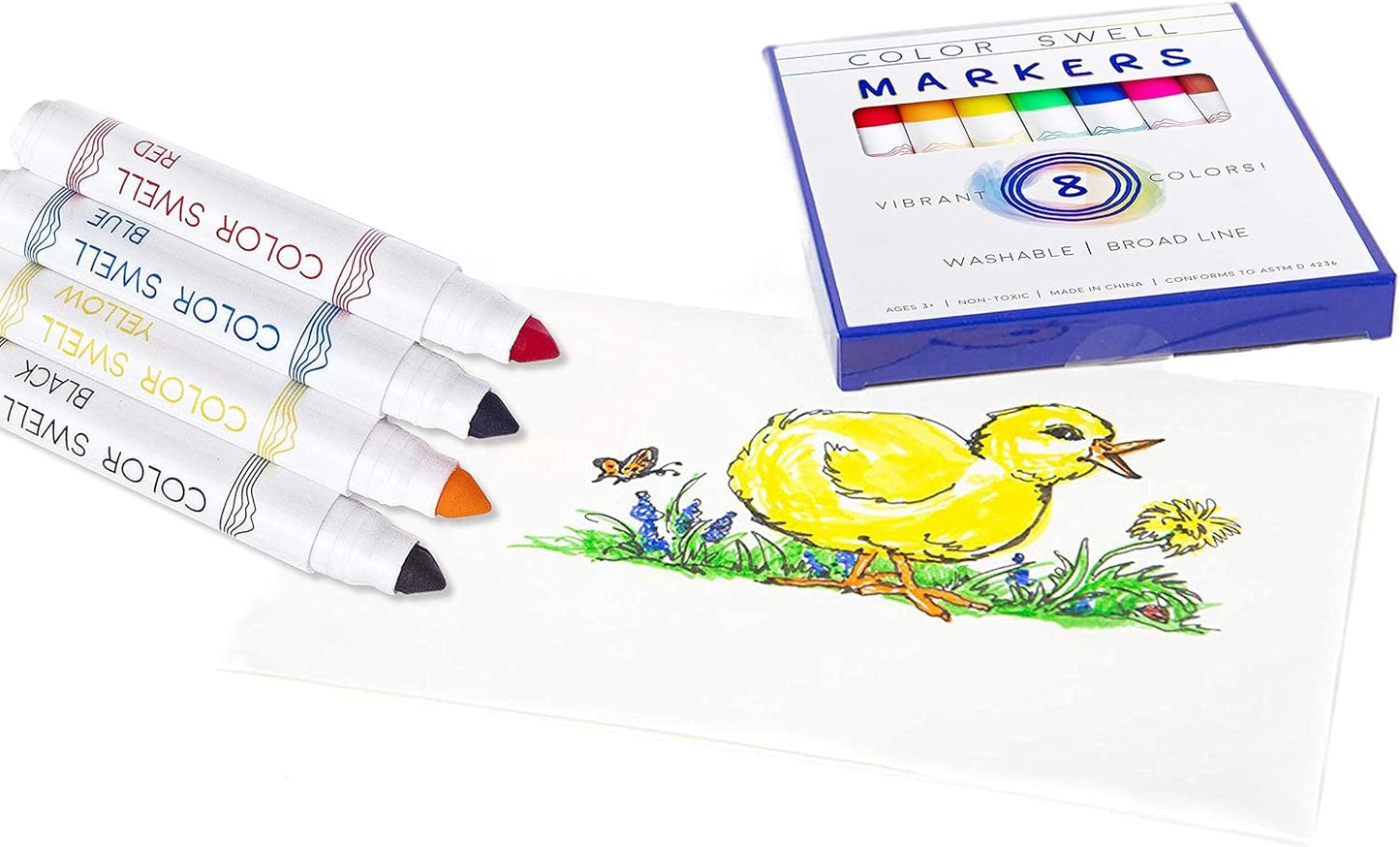 Color Swell Washable Bulk Markers - 18 Boxes of 8 Vibrant Colors (144 Total) Perfect for Kids, Parties, Classrooms - Broad Line Markers