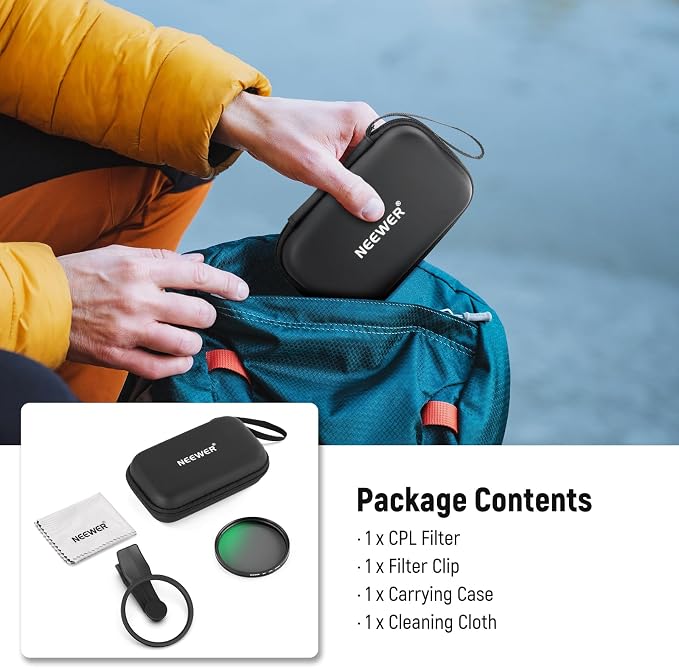 NEEWER 67mm Clip On CPL Filter for Phone, Circular Polarizing Polarizer Camera - Image 9