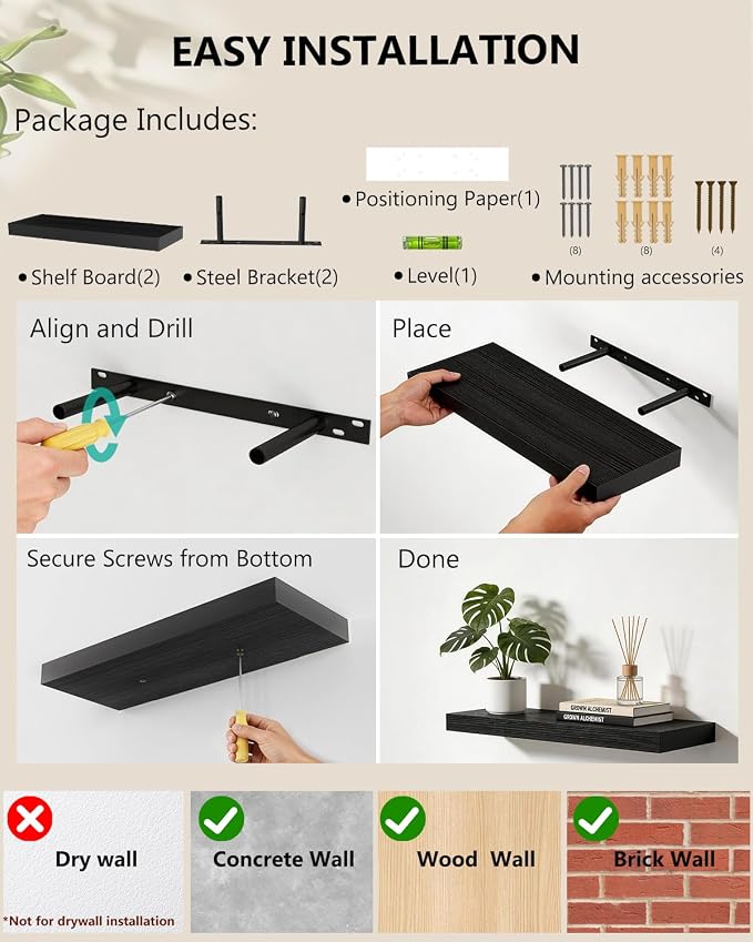 WALI Floating Shelves for Wall, 2 Tier Bathroom Storage Shelf Over Toilet - Image 9