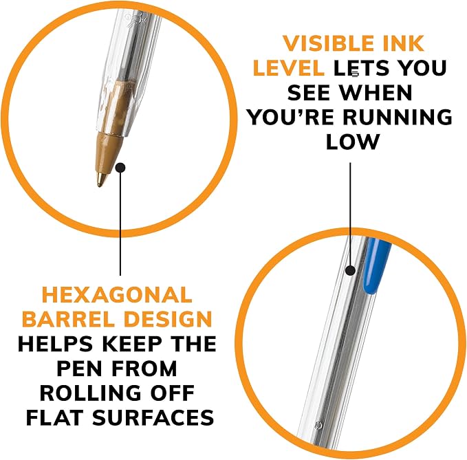 BIC Cristal Xtra Smooth Blue Ballpoint Pens, Medium Point, School Supplies - Image 6