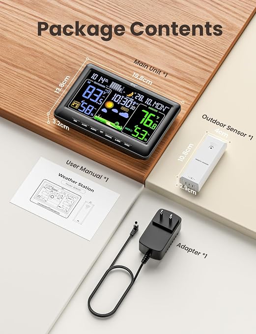 LIORQUE Weather Stations Indoor Outdoor Thermometer Wireless, Atomic Clock - Image 9