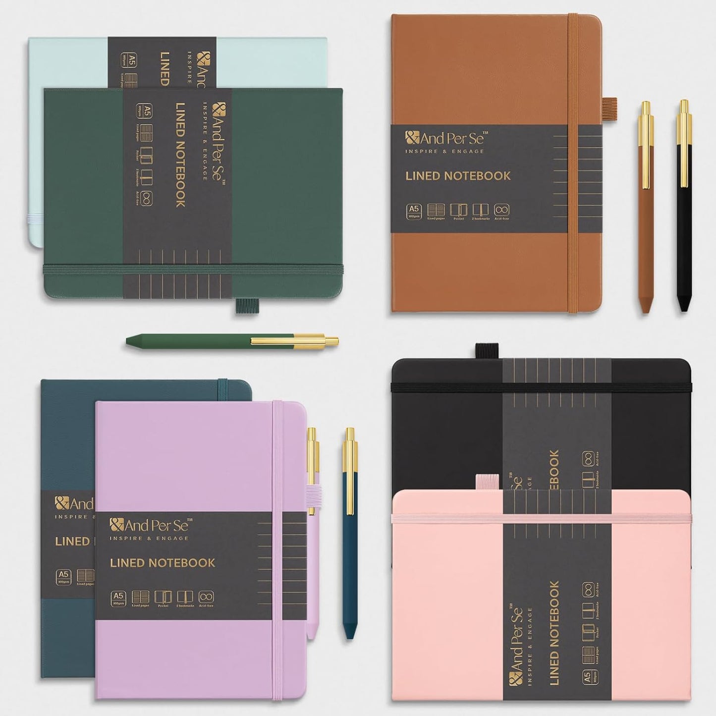 A5 Lined Leather Journal and Pen Set, Hardcover Notebook with Pen, 160 Pages 100gsm Thick Ruled Paper for for Women Men Work Business School or Home Writing, 5.7'' x 8'' (Royal Blue)