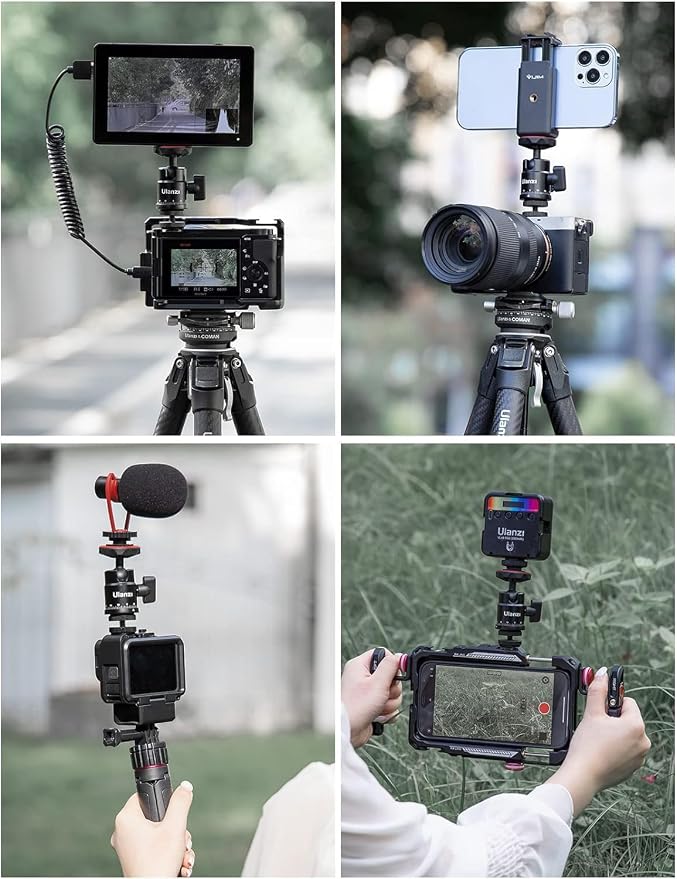 Mini Ball Head, ULANZI H28 Panoramic Tripod Head + Dual Hot Shoe Mount DSLR - Image 7
